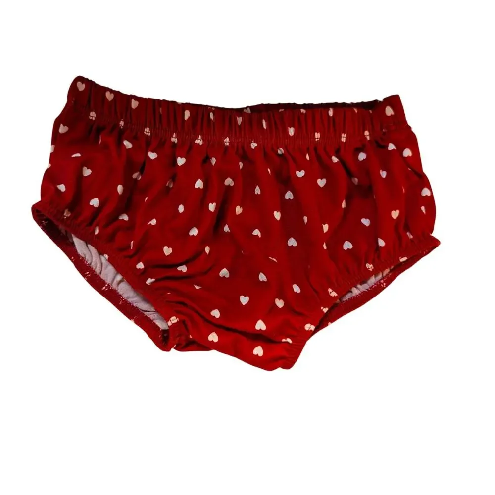 Nannette Baby Girls Red White Heart Print Bloomers 12M